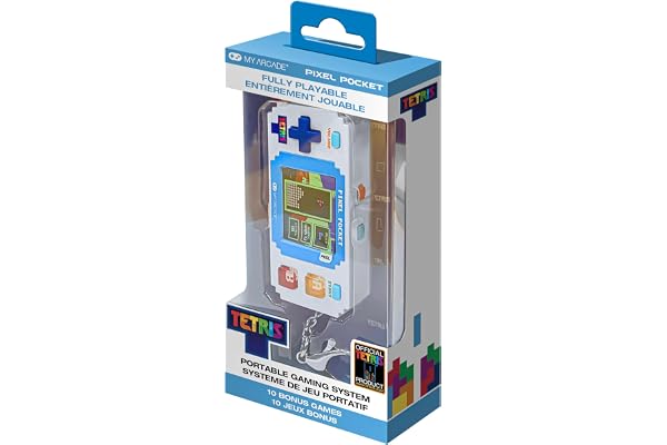 Tetris Pixel Player : jeu vidéo Tiny Tetris sous licence officielle, jeu de puzzle stratégique avec 10 jeux bonus, porte-clés d'arcade portable, jeux pour enfants et adultes