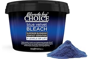 BLONDE BY CHOICE Blue Velvet Haar-Bleichpulver, 9 Stufen, Blond von Choice Blue Velvet Premium Aufhellung liefert die reinsten, leichtesten Blondtöne, verrottet Gelb-, Gold- und Messingtöne, staubfrei, 500 g