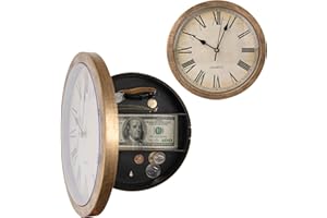 MYMEALIVOS Hidden Safe Wall Clock, Valuables Diversion Safe, 10 inch Plastic Clock Secret Safe for Room, Hidden Compartment Container Box, Key Hidden Safe Storage-Gold