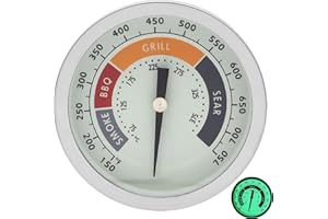DcYourHome 3 1/8" Smoker Thermometer Gauge for All Oklahoma Joe Smoker Accessories, Weber, Masterbuilt, Char-Griller Most Charcoal Pellet Wood Pit Smoker, 1/2 NPT Luminous Charcoal Grill Thermometer