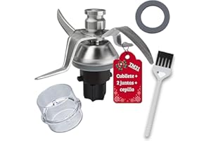 DROCODO Kit de Cuchillas Thermomix tm31 + 2 Juntas + cubilete tm31 + Cepillo | Cuchilla Thermomix tm31 de Acero Inoxidable SUS420 Apta para lavavajillas | thermomix tm31 recambios compatibles