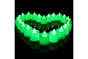 LITTLE ANTS Lot de 24pcs Bougies LED à Piles sans Flamme, Réaliste et Bright, LED Lumières de Thé - Fausses Bougies électriques pour Votive Table Party Anniversaire Mariage Décoration Noël Arbre de Noël Vert