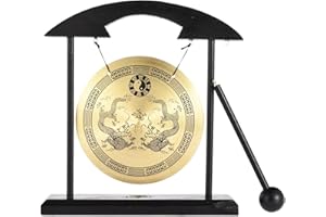 MOSLATE Zen Chinese Table Gong - Zen Art Messing Feng Shui Desktop Gong, Mini Percussion Desk Gong mit Hammer, Wind Chime Percussion Instruments, für Home Decor Housewarminggeschenk