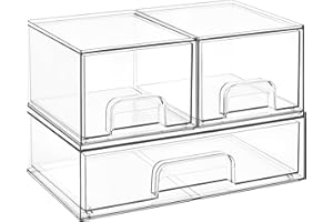 Vtopmart Boxen Aufbewahrung mit 3 Schubladen, Clear Schminktisch Organizer, Anti-Rutsch Organizer Schublade Benutzt für Badezimmer, Schminktisch, Schreibtisch