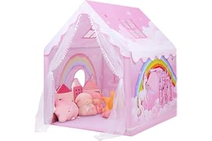 DECALSWEET Tienda Campaña Infantil Niña Carpa de Juegos para Niños Interior y Exterior, Grande Rosa Carpa para Niños con Ventanas y Bolsa de Transporte, Tienda de Princesa Castillo 120×100×130 cm, Unicornio