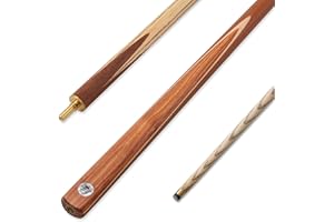 PRO147 BROWN SANDALWOOD 57 Inch 2 Piece Centre Joint Heavy Weight Traditional Snooker Cue with 9.8mm Tip and Mini Butt Extension - 20oz to 21oz