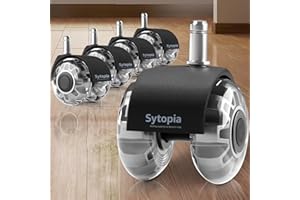 Sytopia Bürostuhl Rollen 11mm x 22 mm, 5er Set Rollen für Bürostühle, Super Leise und Weiche für Hartböden, Parkett, Teppich, Laminat, Keine Bodenschutzmatte Nötig (Grau, Nicht für 1KEA 10mm Stift)
