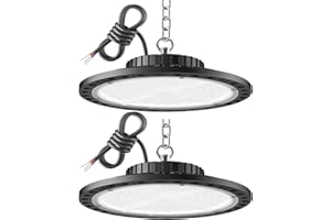 ANNIFUNLY Atelier Lampe UFO LED 100W, 10000LM Puissant Projecteur LED Garage Lampe, Blanc Froid 6500K Industriel High Bay Lumière, IP65 Étanche Eclairage pour Garage/Usine/Atelier/Jardin, 2 Pack