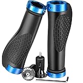 LYCAON Ergonomic Fahrradgriffe mit 2 Dehnbaren Aluminium - Endkappen, Fahrradlenker - Griffe für MTB/BMX/Mountain/Downhill/Kl