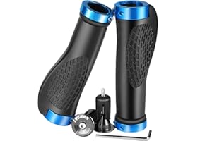 LYCAON Puños Bicicleta Ergonómicos, Manillar Bicicleta Doble Bloqueo, Empuñadura Bicicleta para MTB/BMX/Montaña/Bici Plegables/Bicicletas Urbanas Aluminio