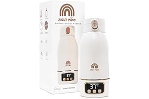 Jolly Mino Flaschenwärmer, tragbar, 500 ml, tragbar, kabellos, Muttermilch & Wasser, wasserdicht, Edelstahl, ideal für Nacht, Ausflüge, Auto & Flugzeug