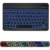 COEZFE Backlit Wireless Bluetooth Keyboard, 10" Universal Rechargeable QWERTY Spanish &Ntilde; for Tablets, Small Wireless Keyboard