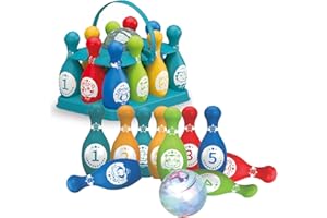 sobebear Kids Bowling Set with 10 Pins and 1 Ball Printed Number and Animal Skittles, Indoor/Outdoor Game for Toddlers, Children and Adults, Fun Sports Gift for Boys and Girls Ages 3+ Years