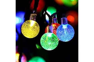 FOHIL Guirlande Lumineuse Exterieur Solaire, 11M 60 LED Guirlande Solaire Extérieure Lampe IP65 Étanche 8 Modes Décoration Lumière pour Halloween Jardin, Terrasse, Patio, Cour, Maison, Noël, Mariage, Fête