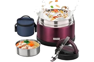 Itslife Boîtes Alimentaires Isothermes 700ml, Bol Isotherme Boîte Isotherme avec Cuillère, Grande Bouche Repas Chaud Bol D'isolation, pour Soupe, Bouillie, Nouilles (Violet)