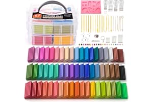 ‎SHUTTLE ART Shuttle Art Polymer Clay Set, 57 Farben Knete Set mit 102 Stück Polymer Clay Zubehör, Modelliermasse ofenhärtend, Polymer Ton mit 19 Schnitzwerkzeugen, Kinderknete, Knetemasse für Ohrringe, Armband