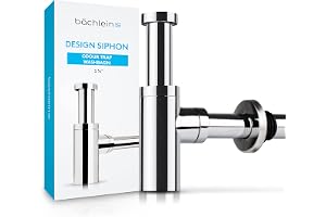 Bächlein Design Siphon Universal för tvättställ och handfat - avloppsbeslag exakt - luktfälla med rengöringsöppning + monteringsanvisning - design siphon avloppsbeslag rör siphon
