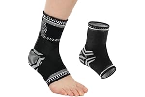 MILAIUN Sprunggelenkbandage 2 Stück, Verstellbare Knöchelbandage für Damen Herren, Bandage Fußgelenk für Stabilisierung & Schutz, Achillessehne, Plantarfasziitis (M, Schwarz)