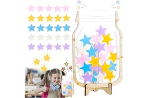 SKIWAX Pot de Récompense Motivant Stars Reward Jar Teacher Reward Jar Tableau de Récompense pour Les Enfants (Transparent)