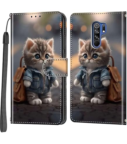 Mo-Somnus Cover per Xiaomi Redmi 9/Xiaomi Redmi 9 Power/Xiaomi POCO M2, Custodia Portafoglio Cover Protettiva Libro Case Flip Wallet Custodia Pelle PU con [3 Slot per Schede] [Magnetica] (Marrone