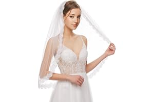 Yolev Voile Mariée Voiles Femme Cape Mariage Nuptial Simple Tulle Voile Blanc 1 Couche Dentelle Du Bout des Doigts Tulle de Mariée avec Peigne Convient Pour Fêtes de Mariage