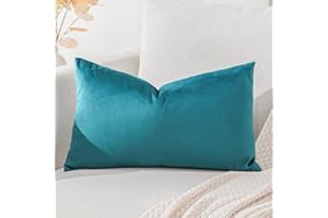 Artscope Fundas de Cojines de Terciopelo Decorativas Cuadradas Color Solido 30x50cm para Decoración del Hogar Sofá Dormitorio Coche Azul Verde