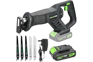 GALAX PRO Reciprocating Saws 20V, Variable Speed 0-3000 SPM Cordless Reciprocating Saw, Tool-Free Blade Change, 5pcs Saw Blade, with 2.0Ah Batteries & Fast Charger