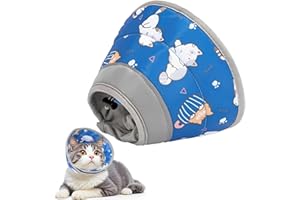CUEMOON Collare regolabile per gatto,Collare Elisabettiano Gatto,Regolabile Morbido Collare Protettivo Gatto,collari per gatti per prevenire la fuoriuscita delle ferite,blu, S