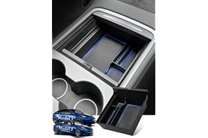 ASZSK Tesla Model Y Model 3 2021 2022 2023 Boîte de Rangement pour Console Centrale, Plateau d'Organiseur Cachée avec Tapis Antidérapants, Accessoire Intérieur Model Y 3 [Pas pour Model 3 2024], Bleu