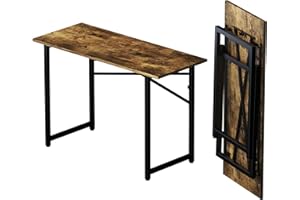 Lutown-Teen 120 cm Scrivania Pieghevole Per Computer, Scrivania Da Campeggio Per Computer Da Gioco, Tavolo Per Ufficio Domestico Senza Necessità Di Montaggio, Marrone Rustico