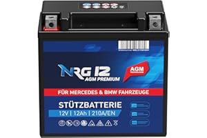 NRG PREMIUM Stützbatterie 12Ah 12V Backup Batterie A2115410001 und 61217586977 AGM Longlife Technologie Verschlossen Wartungsfrei