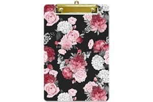 Hnogri porte bloc a5 avec pince, Plastique dur, Clipboard A5 dessin de mode, Planchettes à pince et porte-formulaires, 15CM x 22.5CM, Rose rose