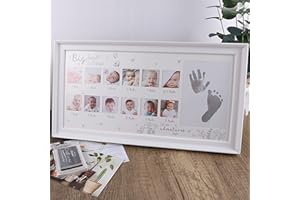 LEcylankEr Baby Handabdruck und Fußabdruck Fotorahmen,Jubiläum Wachstumsrekord Babygeschenke,Fotorahmen mit Das Stempelkissen (Weiß)