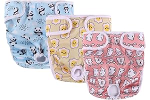 VSSHE Wiederverwendbare Hundewindeln, 3 Stück Hochsaugfähige Weiblich für Frauen Waschbare Hundewindel Hündin Saugfähigkeit Einstellbare Inkontinenz Hundeschutzhose für Weibliche Hunde-S