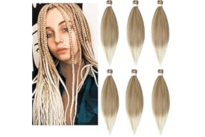 TAOYEMY 6 opakowań Wstępnie rozciągnięte warkocze włosy Kanekalon Syntetyczne Włókno Przedłużanie włosów 26 calowy Szydełkowane Easy Braids teksturze Yaki Plecionka stylizująca na gorącą wodę(27613)