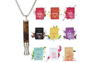 AZURAOKEY Collier respiratoire avec résistance et packs de filtres intérieurs à l'air aromatisé - Treatle en bois pour soulager l'anxiété, réduction du stress et pleine conscience pour les adultes au