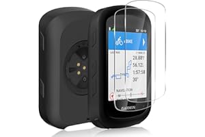Ermorgen Silikonhülle Kompatibel für Garmin Edge 540/540 Solar / 840/840 Solar Hülle + 2 Displayschutzfolien aus gehärtetem Glas, Weiche Silikonhülle All-Inclusive Stoßfester Schutz - Schwarz