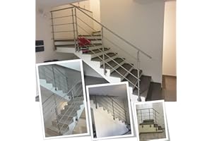 Parpyon® Ringhiera Scala in acciaio Inox AISI 304 Uso Interno Balaustra 2 metri Fissaggio a PARETE montaggio FACILE fai da te Passamano Parapetti scale