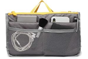 Kono Bolso organizador de cosméticos para mujer, tamaño grande, bolsa de maquillaje (gris)