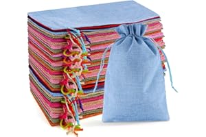 SXUUXB 20 Stück 20x30 cm Jutesäckchen, Klein Jutebeutel mit Kordelzug, Leinen-Säckchen, Sackleinen Taschen, Schmuckbeutel, Geschenksäckchen für Hochzeit, Party und Adventskalender (Gemischte)