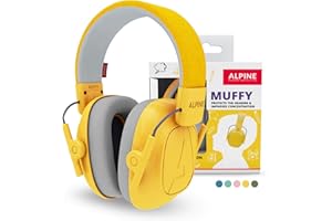 Alpine Muffy Kids - Cuffie protezione per bambini dai 5 ai 16 anni - Cuffia antirumore di prima qualità studiata - Protezione orecchie bambini fascia regolabile - Giallo