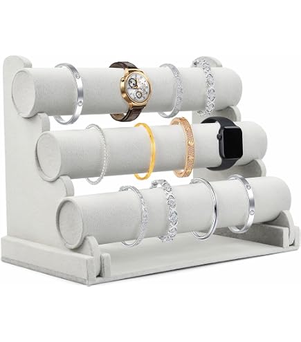Support à Bijoux 3 Niveaux Okllen - Organisateur Bracelets, Colliers, Montres En Lin