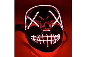 TK Gruppe Timo Klingler Masque d'horreur à LED - comme de Purge avec effets de lumière 3X, contrôlables, pour Halloween, Mardi Gras et Carnaval en tant que costume pour hommes et femmes