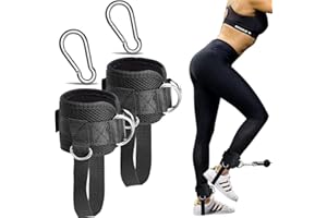 NJCXOLA 2 Pezzi Cavigliere Cavi Palestra, Cinghie per Caviglia, Cavigliere Pulegge con Doppio D Anello, Cavigliera Sportiva Regolabile, Allenamento Glutei Esercizi Gambe, Accessori Palestra