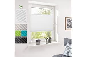 ‎DESWELL Deswell Plissee Rollo Jalousie ohne Bohren Klemmfix für Fenster & Tür Weiß 75 x 220 cm(Breite x Höhe), Plisseerollo Stoff Sonnenschutz leicht zu montieren & Verspannt