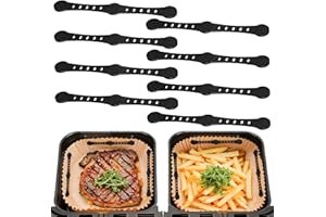 Taimimy Airfryer Magnet Silikon Schnallen, 8 Stück Silikon-Magnetschnallen für Heißluftfritteusen,Magnete Airfryer zum Fixieren Papiereinlagen für Hitzebeständigkeit(Schwarz*8(12.5cm))