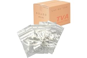 Jeco - Lot de 100 sachets à fermeture zip transparent format 6 x 8 cm : 60 x 80 mm 50µ - qualité alimentaire