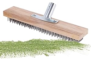 YULOKDWI Brosse À Balai Métallique,20/30/45 Cm Tête De Balai Métallique, Brosse De Balayage De Cour, pour Anti Mousse Toiture,Mauvaises Herbes, Taches Tenaces Brosse Métallique pour Piscine Manche