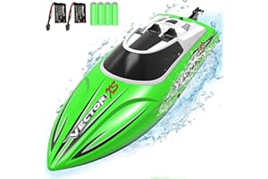 VOLANTEXRC Remote Controlled Boat Vector XS, RC Boat 20 km/h, 2.4 GHz Racing Boats, 2 Rechargeable Batteries for More Playtime, Pools and Lakes Toy Gift for Children from 8 Years (Green)