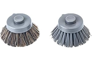 VIGAR Set of 2 Replacement Nylon Fibres and Horse Hair for Washing Up Brush, Acrylonitrile Butadiene Styrene (ABS), Gray